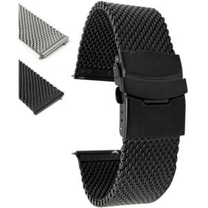 Bandini MCX14 | Extra Long (XL) 22mm Mesh Watch Band for Men, Quick Release, Deployment