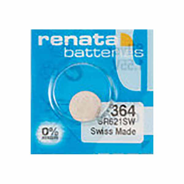 2 x Renata 364 Watch Batteries, 1.55V, 0% MERCURY equivalent SR621SW