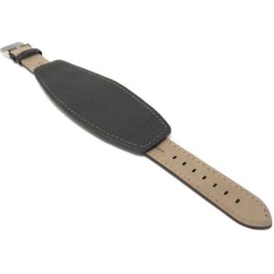 Back view of Brown Mens Leather Band Wrist Cuff, Oval Bund Strap - 20mm, Brown with Silver Tone Buckle