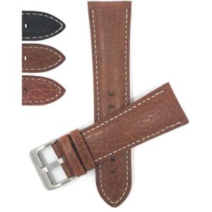 Bandini 452 | Leather Watch Band for Men, White Stitch, Padded