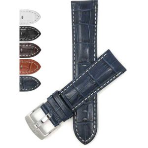 Bandini 508s | Mens Leather Strap, Alligator Pattern, White Stitch, Extra Long XL Available