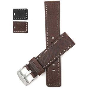 Bandini 511s | Square Tip Leather Watch Strap for Men, White Stitch