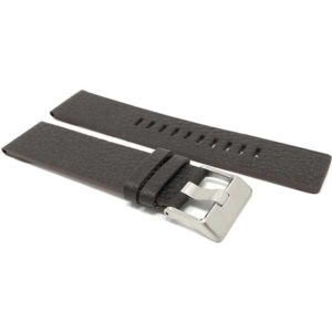 Side view of Brown Mens 22mm Leather Watch Replacement Band for Diesel Watches with Stainless Steel Buckle