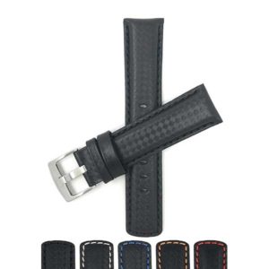 Bandini 530 | Mens Leather Carbon Fiber Pattern Watch Band