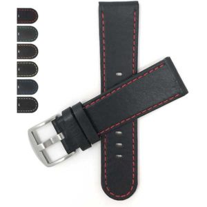 Bandini 606 | Flat Mens Leather Sport Watch Band,Racer, Slim, Round Tip