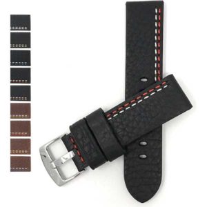 Bandini 830 | 22mm Thick Vintage Style Leather Band for Men, Double Stitch
