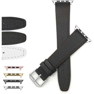 Bandini Slim Leather Buffalo Pattern Watch Strap for Apple Watch 38mm/40mm, Series 6/5/4/3/2/1