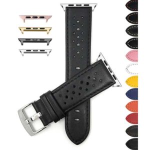 Bandini Leather Rally Strap, Perforated Racing Band for Apple Watch Series 6/5/4/3/2/1, Standard & Extra Long (XL)