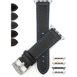 Bandini Thick Padded Leather Racing Band with Side Color for Apple Watch Series 6/5/4/3/2/1