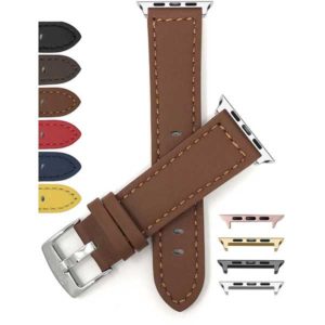 Bandini Thick Racer Style Leather Watch Strap for Apple Watch Series 6/5/4/3/2/1