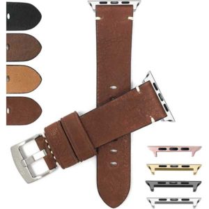 Bandini Vintage Distressed Leather Band, Minimal Stitch, for Apple Watch Series 6/5/4/3/2/1(Also Extra Long XL)