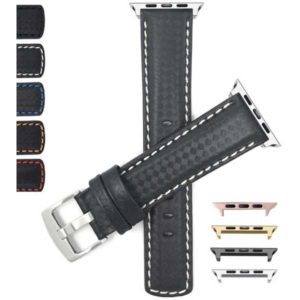 Bandini Leather Carbon Fiber Style Watch Band for Apple Watch Series 6/5/4/3/2/1