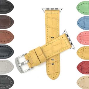 Bandini Wide Alligator Style Leather Watch Band for Apple Watch Series 6/5/4/3/2/1 (12 Colors)