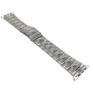 Bandini Ajustable Silver Tone Metal Band, Fold Over Clasp for Apple Watch 42mm/44mm, Series 6/5/4/3/2/1