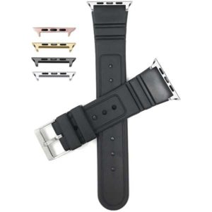 Bandini Black Rippled and Etched Rubber Sports Watch Strap for Apple Watch 38mm/40mm, Series 6/5/4/3/2/1