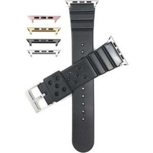 Bandini Black Rubber Diver Watch Strap for Apple Watch 38mm/40mm, Series 6/5/4/3/2/1