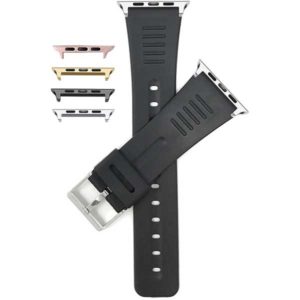 Bandini Black Rubber Databank Style Watch Band for Apple Watch 38mm/40mm, Series 6/5/4/3/2/1