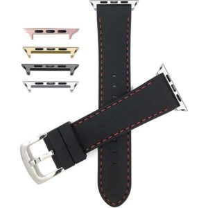 Bandini Black with Red Stitch Rubber Silicone Watch Strap for Apple Watch Series 6/5/4/3/2/1