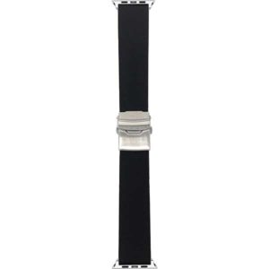 Bandini Black Rubber Deployment Watch Band with Tread for Apple Watch Series 6/5/4/3/2/1