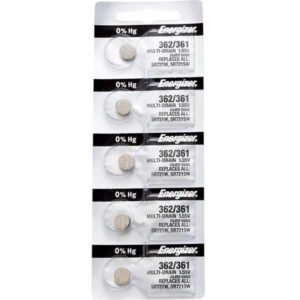 5 x Energizer 362 Watch Batteries, 1.55V, 0% MERCURY equivalent SR721SW, 361