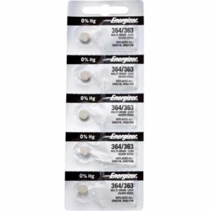 5 x Energizer 364 Watch Batteries, 1.55V, 0% MERCURY equivalent SR621SW