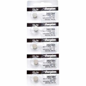 5 x Energizer 392 Watch Batteries, 1.55V, 0% MERCURY equivalent SR41W, 41, 384