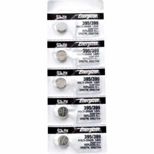 5 x Energizer 395 Watch Batteries, 1.55V, 0% MERCURY equivalent SR927W, 399, SR927SW