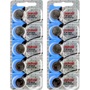 10 x Maxell 1616 Watch Batteries, 3V Lithium CR1616 Battery