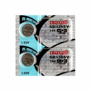 2 x Maxell 344 Watch Batteries, 0% MERCURY equivalent SR1136S Battery