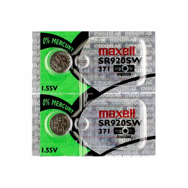 2 x Maxell 371 Watch Batteries, 0% MERCURY equivalent SR920SW Battery ...