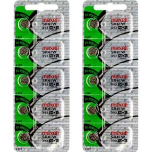 10 x Maxell 392 Watch Batteries, 0% MERCURY equivalent SR41W Battery