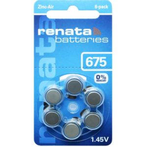 Renata 675 - Zinc Air Hearing Aid Batteries - 6 Pack, ZA675