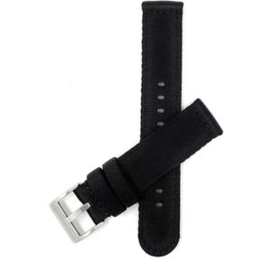 Bandini CAN100 | 20mm Black Canvas Nylon Watch Strap, Quick Release Band