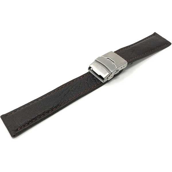 Bandini DE900 | Mens Leather Watch Band with Deployment Buckle - Shoptictoc