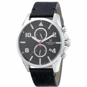 Daniel Klein Mens Watch - 45mm Analog - Multifunction - Quartz - Sport Watch, Dual Time - Silver Tone/Black - DK12344-3