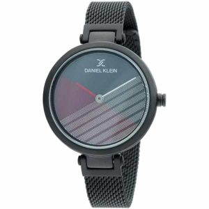 Daniel Klein Womens Watch - 34mm Analog - Quartz - Textured Metal Band, Two-Tone Dial, Slim Band - Black - DK12356-4