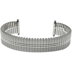 Face view of Silver Tone Expansion Band, Metal Stretch Strap, Straight End