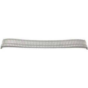 Flat view of Silver Tone Expansion Band, Metal Stretch Strap, Straight End