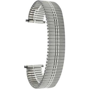 Top view of Silver Tone Expansion Band, Metal Stretch Strap, Straight End