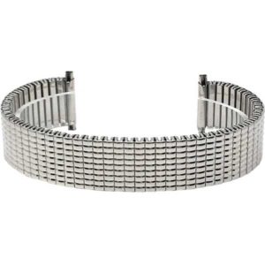 Face view of Silver Tone Stainless Steel Stretch Watch Band, Straight End, Metal Expansion Strap