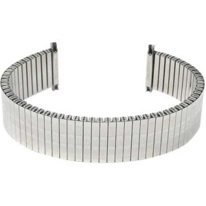 Face view of Silver Tone Mens Silver Tone Metal Stretch Watch Band, Stainless Expansion Strap