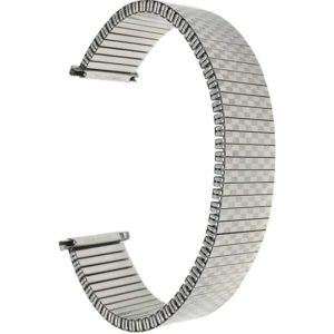 Top view of Silver Tone Mens Silver Tone Metal Expansion Watch Band, Stretch Strap