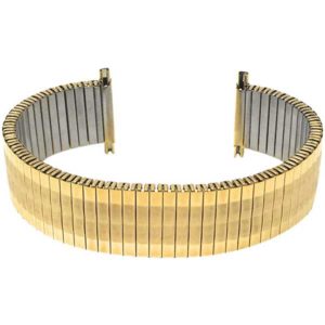 Face view of Gold Tone Mens Expansion Watch Band, Stainless Steel Stretch Strap, Straight End