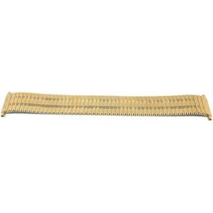 Flat view of Gold Tone Mens Expansion Watch Band, Metal Stretch Strap, Straight End