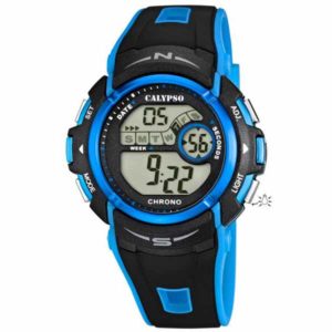 Calypso 45mm Mens Digital Sports Watch, Silicone Strap - Black / Blue - K5610/6