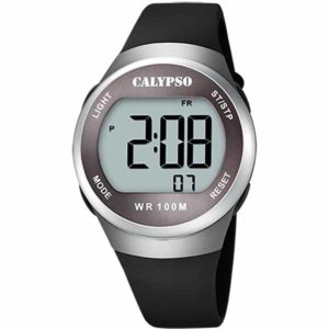 Calypso 38mm Mens Digital Sports Watch, Silicone Strap - Black / Grey - K5786/4
