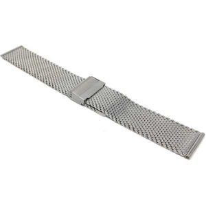Angle view of Silver Tone Mens Stainless Steel Mesh Band, Adjusting Metal Watch Strap, Milanese with Fold-Over Clasp