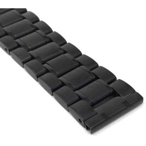 Closeup view of Black Stainless Steel Watch Band for Men, Metal Watch Bracelet