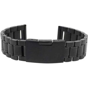 Face view of Black Stainless Steel Watch Band for Men, Metal Watch Bracelet