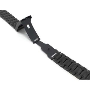 Open view of Black Stainless Steel Watch Band for Men, Metal Watch Bracelet
